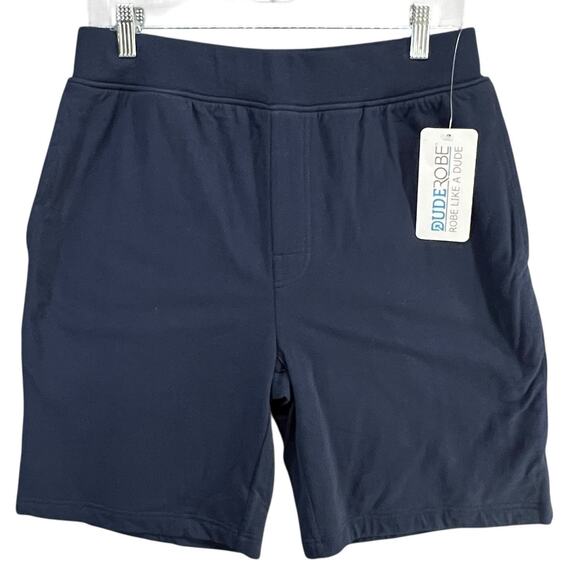 Dude Robe Terry Lined Shorts Mens S/M Blue Stretch Sleep Sweats Pull On Comfy - Picture 1 of 14